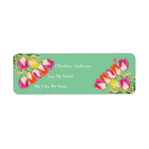 Étiquette Tulipes & Papillon Vert Baby Shower Nuptial