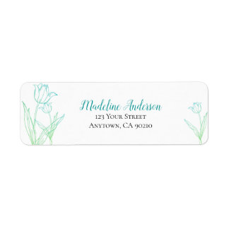 Étiquette Tulipes printanières turquoises et vertes | Adress