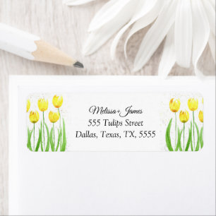 Étiquette Tulips Floral Aquarelle Mariage Adresse de retour