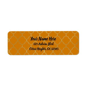 Étiquette Turmeric Jaune & Or Motif Quatrefeuille Fête