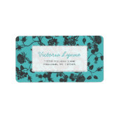 Étiquette Turquiose Aqua Black Roses Adresse de retour Label (Devant)