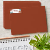 Étiquette Turquoise Abstrait foncé, Cuivre, Bisque