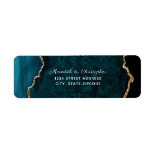 Étiquette Turquoise Agate Gold Parties scintillant Mariage A
