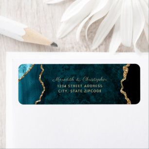 Étiquette Turquoise Agate Gold Parties scintillant Mariage A