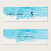 Étiquette Turquoise Aquarelle Blanc Moderne Prix (Devant & derrière)