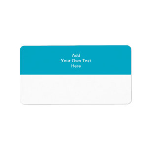 Étiquette Turquoise avec zone blanche et texte.