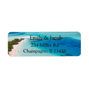 Étiquette Turquoise Beach Photo Retourner l'adresse Étiquett