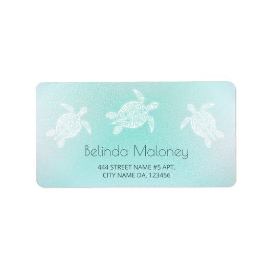 Étiquette Turquoise blanche (Devant)