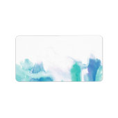 Étiquette Turquoise bleu aquarelle teinture noire Adresse bl (Devant)