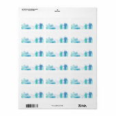 Étiquette Turquoise bleu aquarelle teinture noire Adresse bl (Feuille entière)