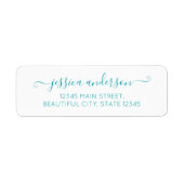 Étiquette Turquoise Bleu clair Élégant Design moderne Script (Devant)