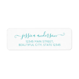 Étiquette Turquoise Bleu clair Élégant Design moderne Script