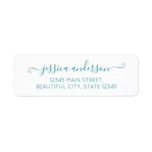 Étiquette Turquoise Bleu clair Élégant Design moderne Script (Devant)