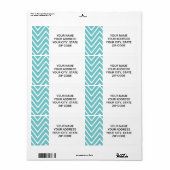 Étiquette Turquoise bleu et blanc Chevron Motif 2 (Feuille entière)