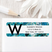 Étiquette Turquoise Blue Agate Black Gold Triangle géométriq (En situation)