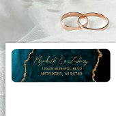 Étiquette Turquoise Blue Agate Script Mariage Adresse de ret