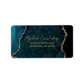 Étiquette Turquoise Blue Agate Script Wedding RSVP Adresse (Devant)
