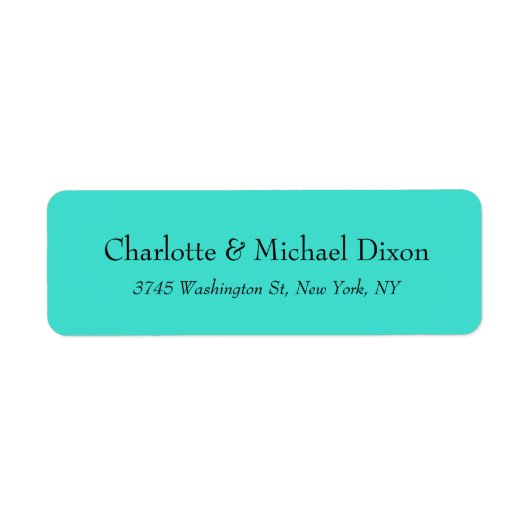 Étiquette Turquoise Blue Classic élégant Nom de famille élég (Devant)
