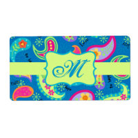 Turquoise Blue Green Modern Paisley Pattern