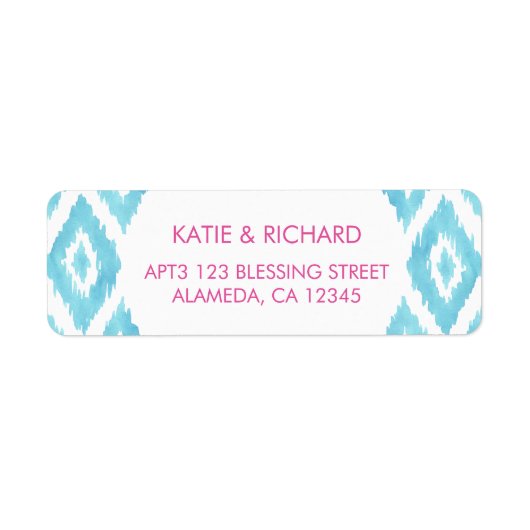 Étiquette Turquoise Blue Ikat (Devant)