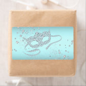 Étiquette Turquoise Blue Masquerade Party Bouteille d'eau Ét (En situation)