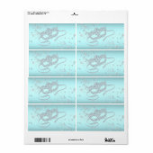 Étiquette Turquoise Blue Masquerade Party Bouteille d'eau Ét (Feuille entière)