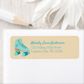Étiquette Turquoise Blue Retro Quad Roller Skate Adresse de (En situation)