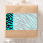 Étiquette Turquoise Blue Zebra Stripes Wild Poster de animal (En situation)