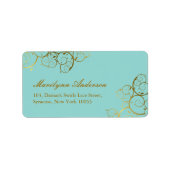 Étiquette Turquoise & Classy Golden Spirals Mariage élégant (Devant)
