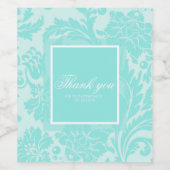 étiquette turquoise de vin damassé (Étiquettes simples)