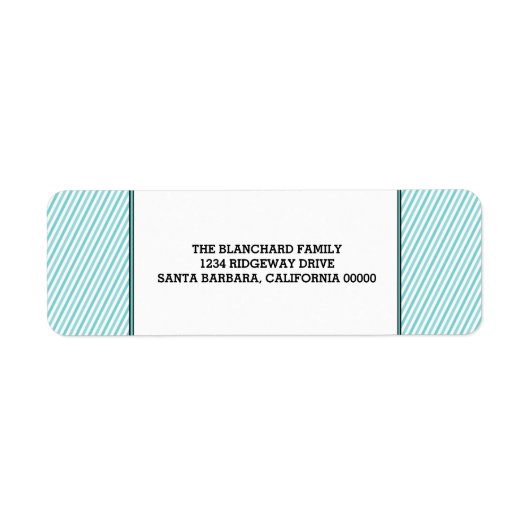 Étiquette Turquoise Diagonal Festive Stripes vacances (Devant)