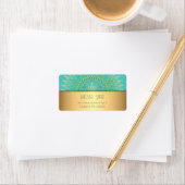 Étiquette Turquoise d'or Turtle Animal Tribal (En situation)