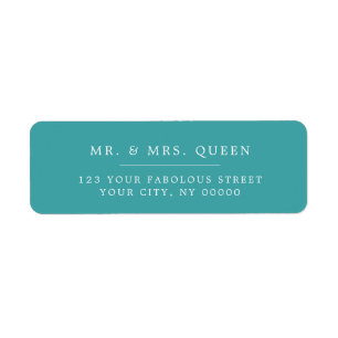 Étiquette Turquoise Elegant Classic Simple Adresse de retour
