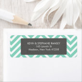 Étiquette Turquoise et blanc Chevron (En situation)