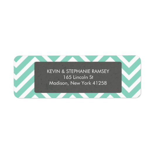 Étiquette Turquoise et blanc Chevron (Devant)