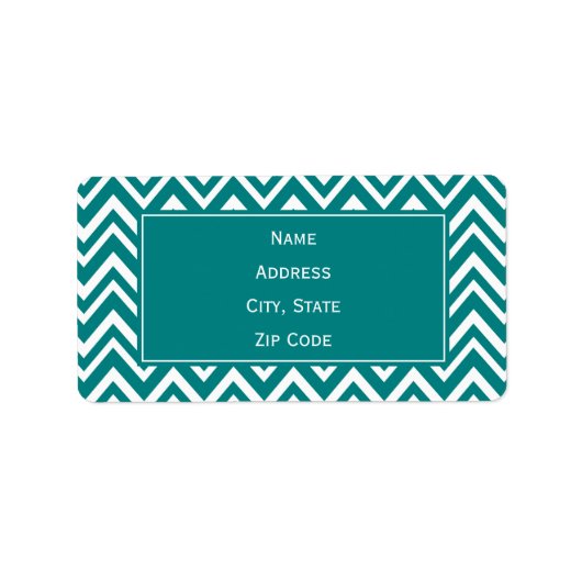 Étiquette Turquoise et blanc Motif Chevron (Devant)
