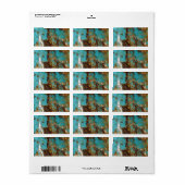 Étiquette Turquoise et or (Feuille entière)