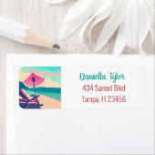 Étiquette Turquoise et plage de sable de corail | Tropical (En situation)