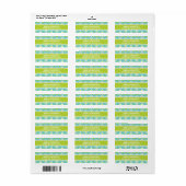 Étiquette Turquoise et Vert Ikat Abstrait (Feuille entière)