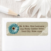 Étiquette Turquoise Gerbera Daisy et dentelle (En situation)