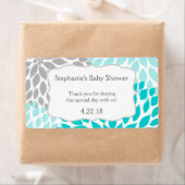 Étiquette Turquoise Grey Mums Bouteille d'eau Favoriser (En situation)