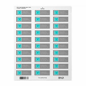 Étiquette Turquoise gris Simple Monogramme moderne (Feuille entière)