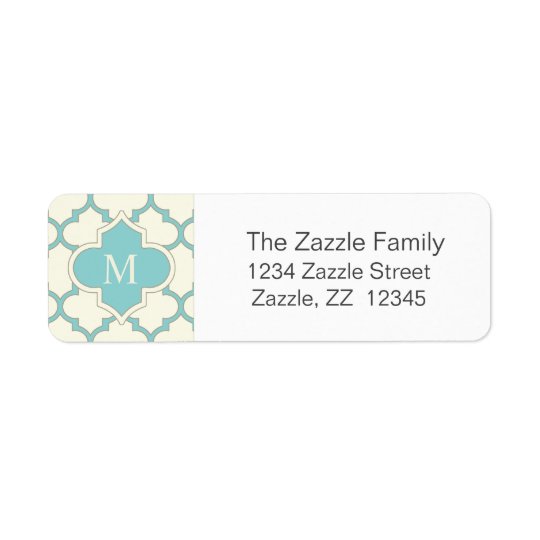 Étiquette Turquoise moderne d'ivoire de motif de Quatrefoil