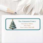 Étiquette Turquoise moderne En vichy Arbre de Noël Nom (En situation)