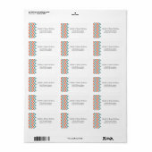 Étiquette Turquoise moderne & Orange Chevron & Lovebirds Mar (Feuille entière)