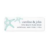 Étiquette Turquoise & Navy Starfish Adresse de retour (Devant)