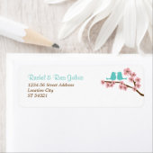 Étiquette Turquoise & Rose Cherry Blossom Adresse de retour (En situation)