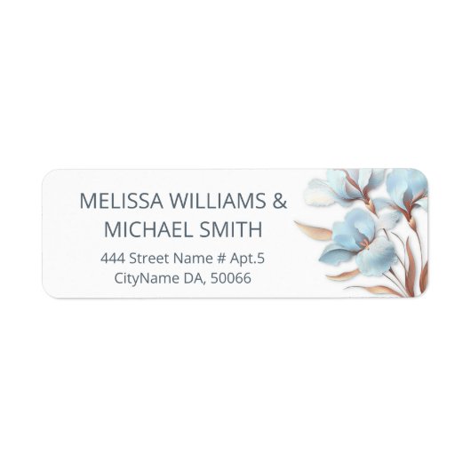 Étiquette Turquoise Rose Gold Fleur | Mariage (Devant)