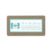 Étiquette Turquoise Seahorse Burlap Beach Wedding Collection (Devant)