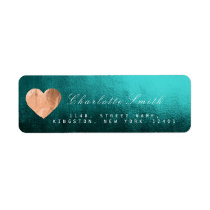 Étiquette Turquoise Tropic Heart Pink Gold Retourner l'adres